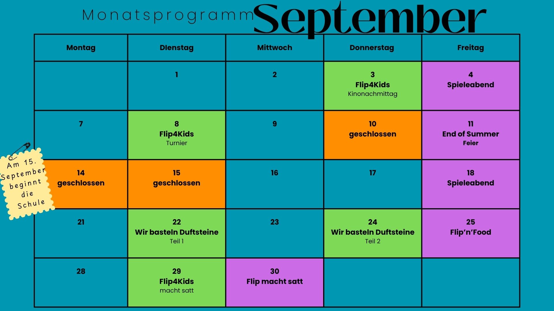September Monatsprogramm