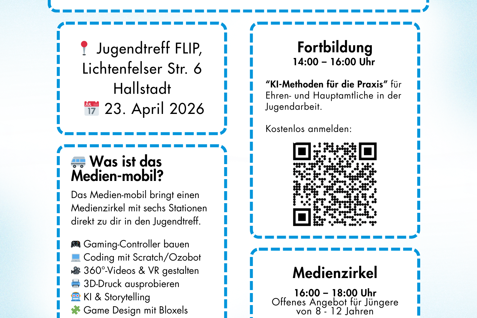 Infoplakat zu der Veranstaltung 'Medien-mobil im Flip' am 23.04.26