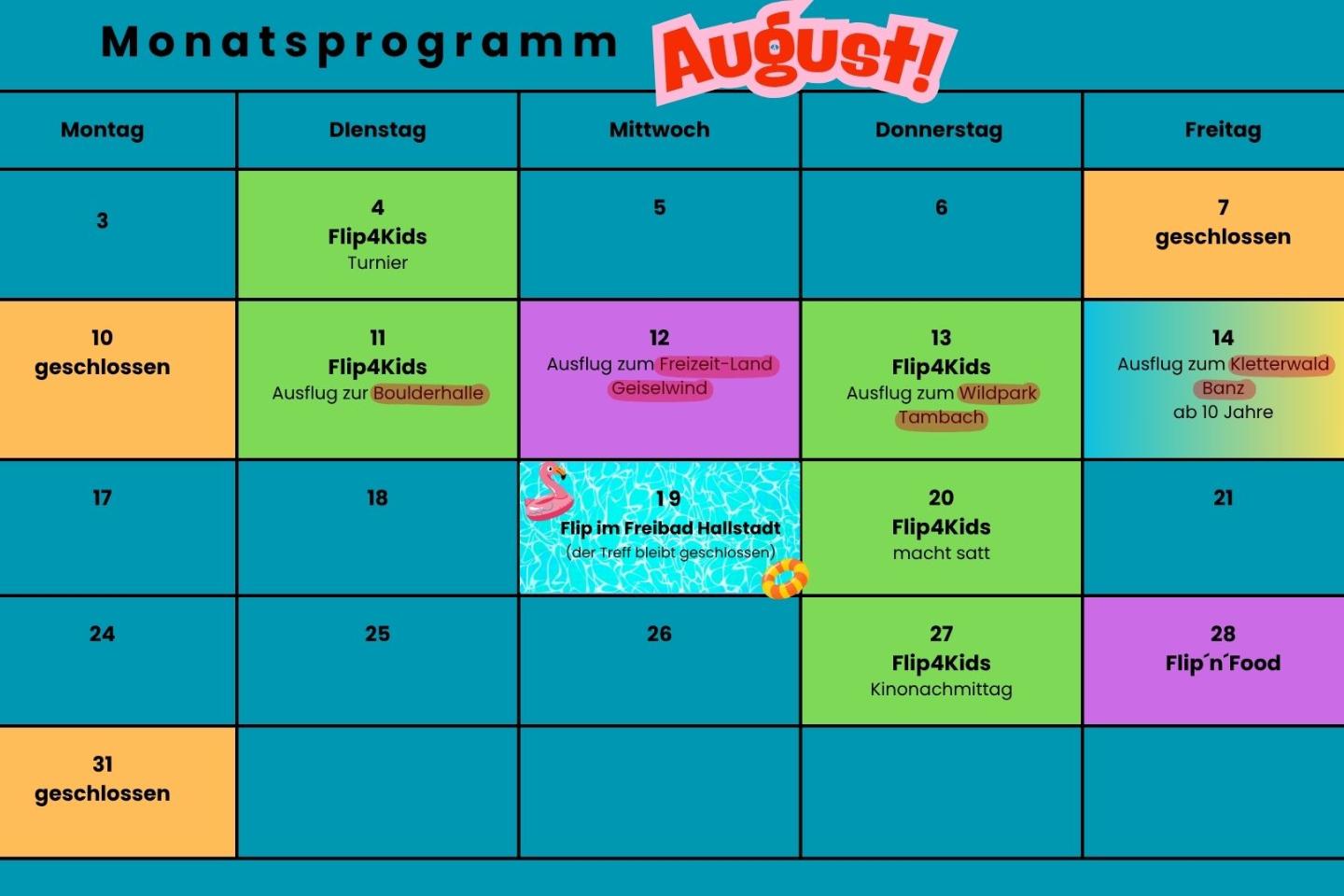 Monatsprogramm August 2026