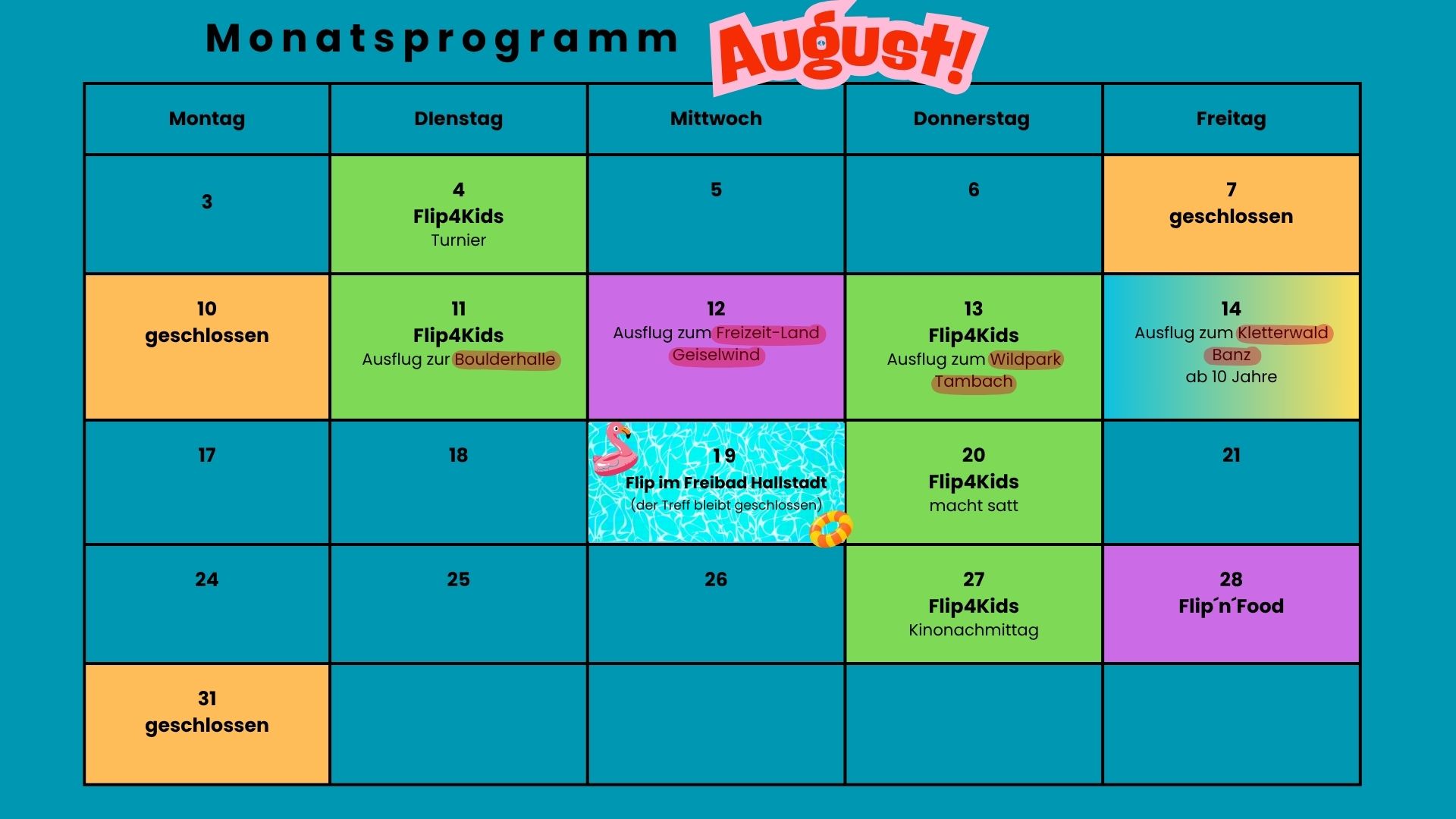 Monatsprogramm August 2026