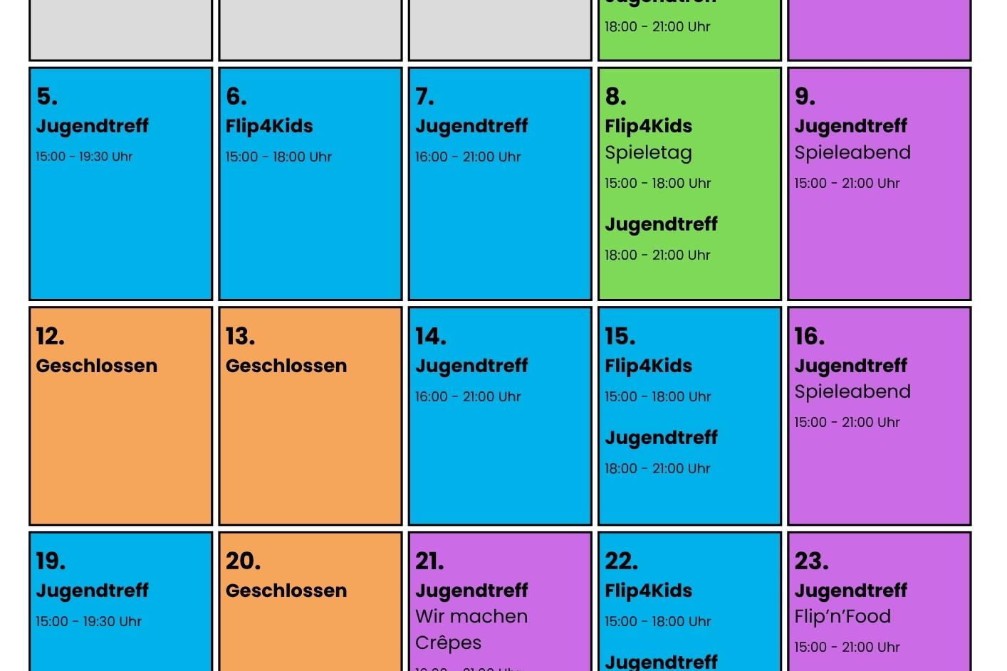 Monatsprogramm für Oktober