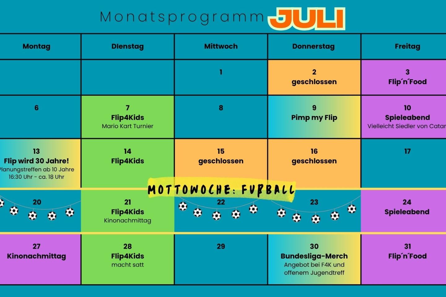 Monatsübersicht Juli
