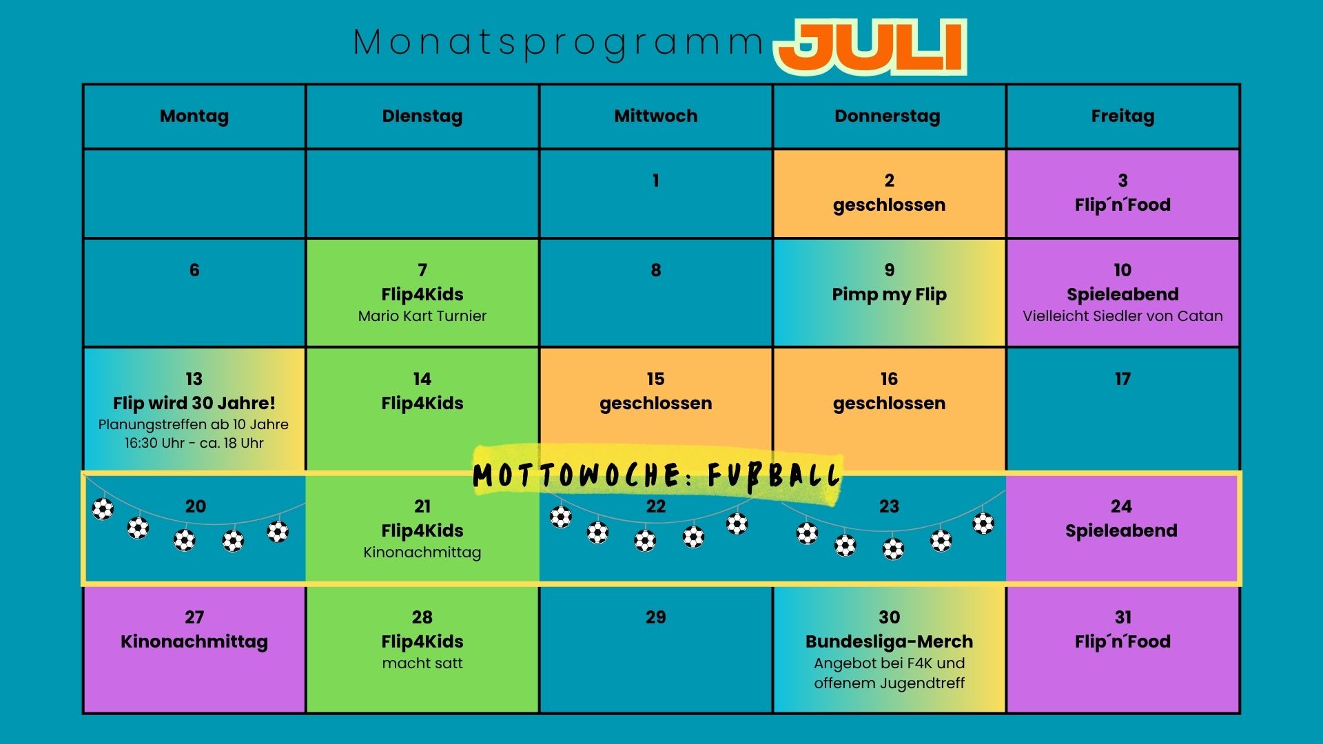 Monatsübersicht Juli